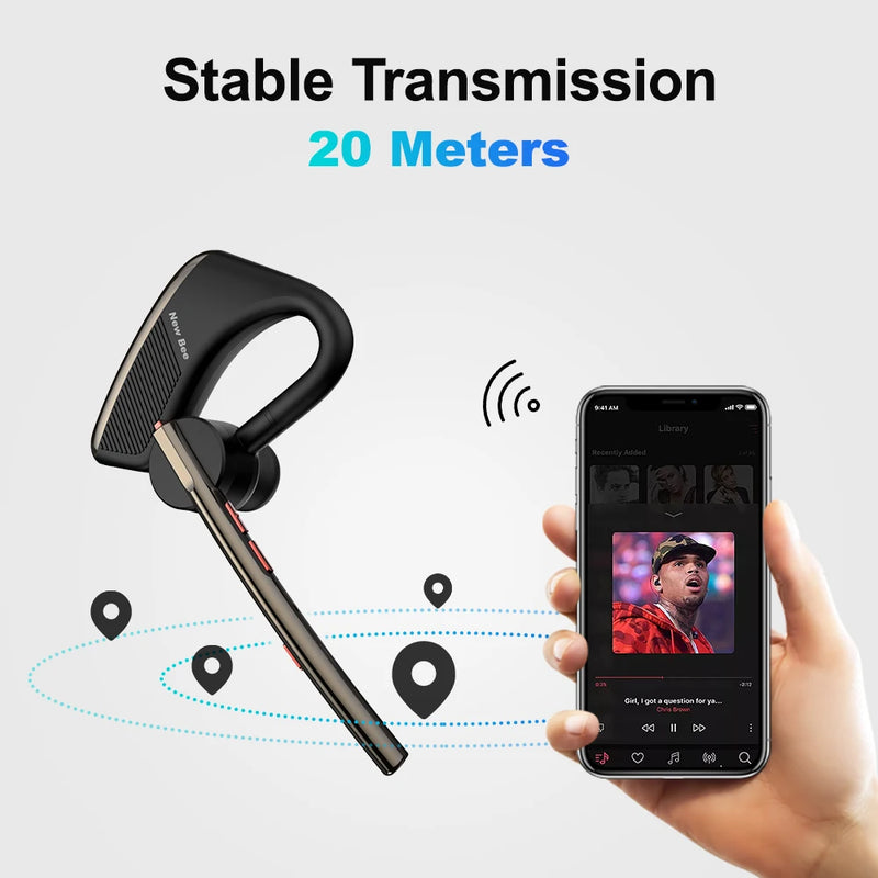 New Bee M50 Wireless Bluetooth Headset 5.2 Earphones Headphone with Dual Mic Hands-free Earbuds CVC8.0 Noise Cancelling Earpiece