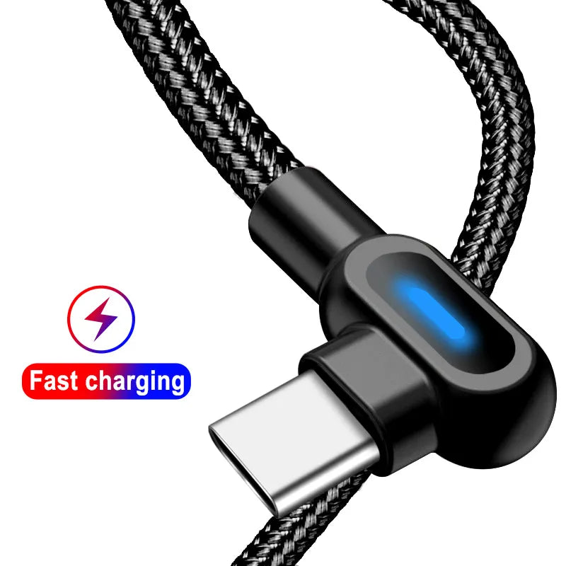 OLAF USB Type C Cable Fast Charging 90 Degree USB C Cable For Samsung S8 S9 S10 Xiaomi Mobile Phone Charger Micro Usb Cables