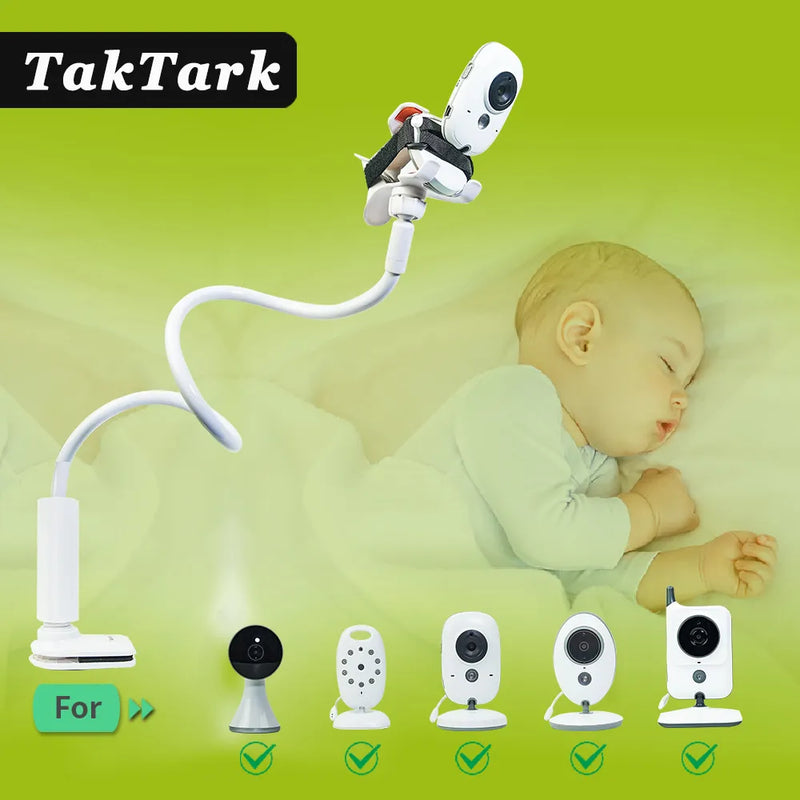 TakTark Multifunction Universal Camera Holder Stand for Baby Monitor Mount on Bed Cradle Adjustable Long Arm Bracket