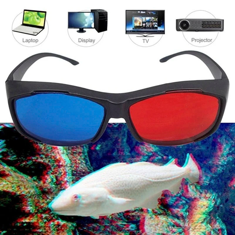 New 1Pcs Red Blue 3D Glasses Black Frame For Dimensional Anaglyph TV Movie DVD Game