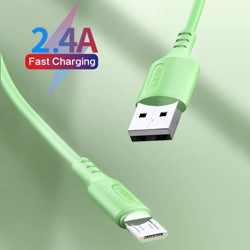 Liquid Silicone Micro USB Cable Fast Charging For Xiaomi Redmi Note 5 Pro Samsung S7 S6 Android Mobile Phone Cable Micro Charger