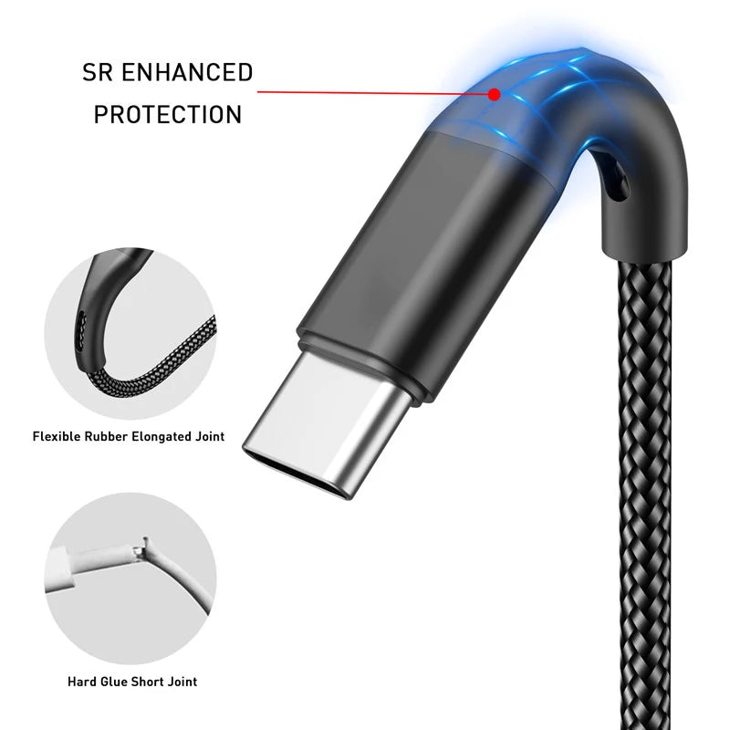 3A USB Type C Cable 1m 2m 3m Fast Charging Type-C USB Cable Code For Samsung S10 xiaomi redmi note 7 QC 3.0 Mobile Phone Cables