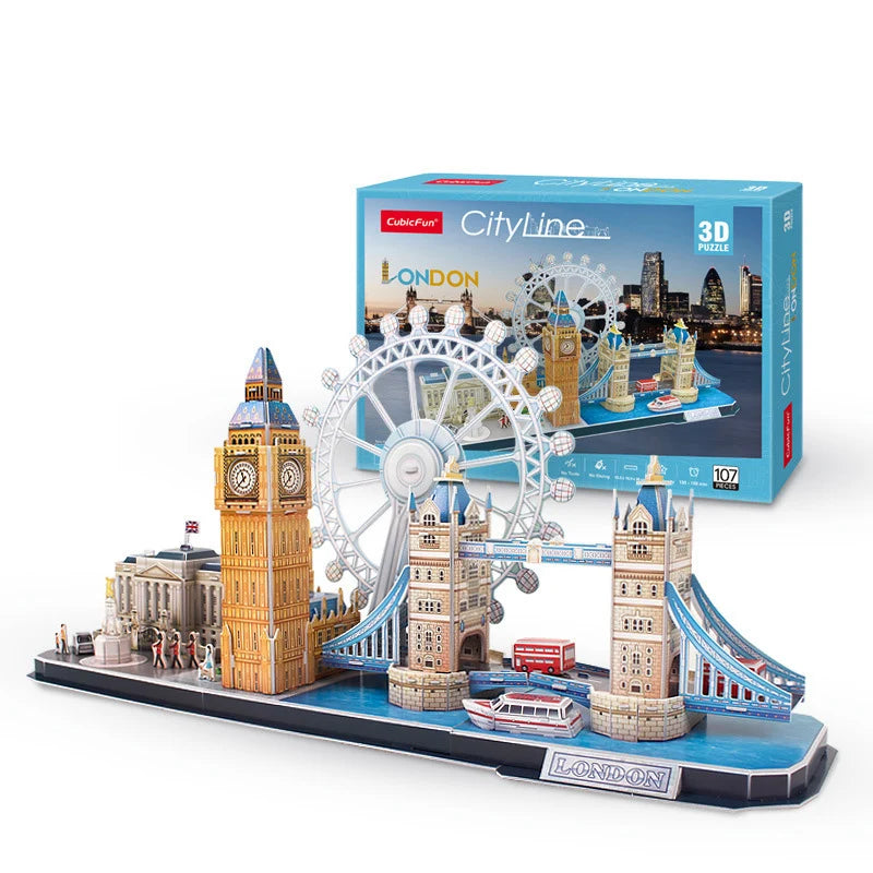 3D Puzzle Game DIY Toy Paper Miniature Model City London Paris New York Moscow Famous Building Assemble Game Toys For Kids Gifts