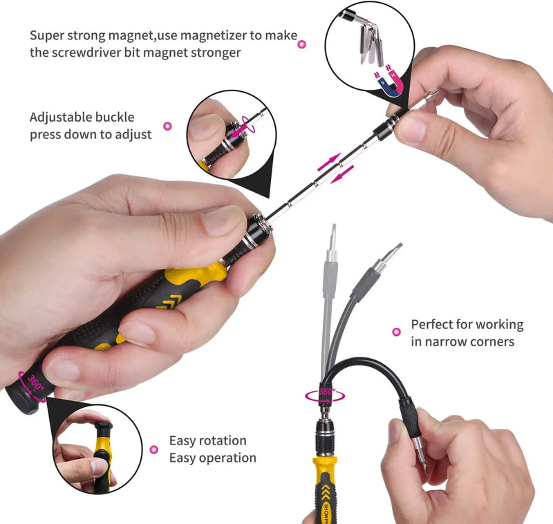 WOZOBUY 135 in 1 Precision Screwdriver Set DIY Repair Tools Kit to Fixing Phone Laptop PC Watches Glasses and Other Electronics,