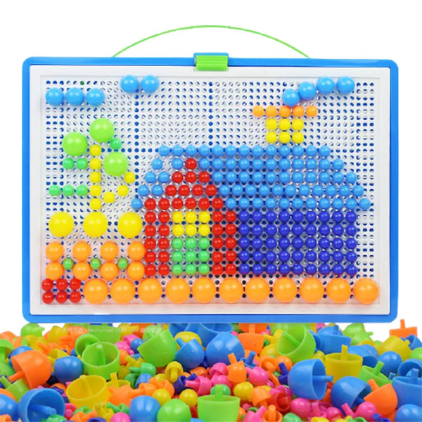 296PCS Mushroom Nail DIY Handmade Toys Children's Montessori Educational Toys Intelligent 3D Puzzle Game Jigsaw Board Gifts