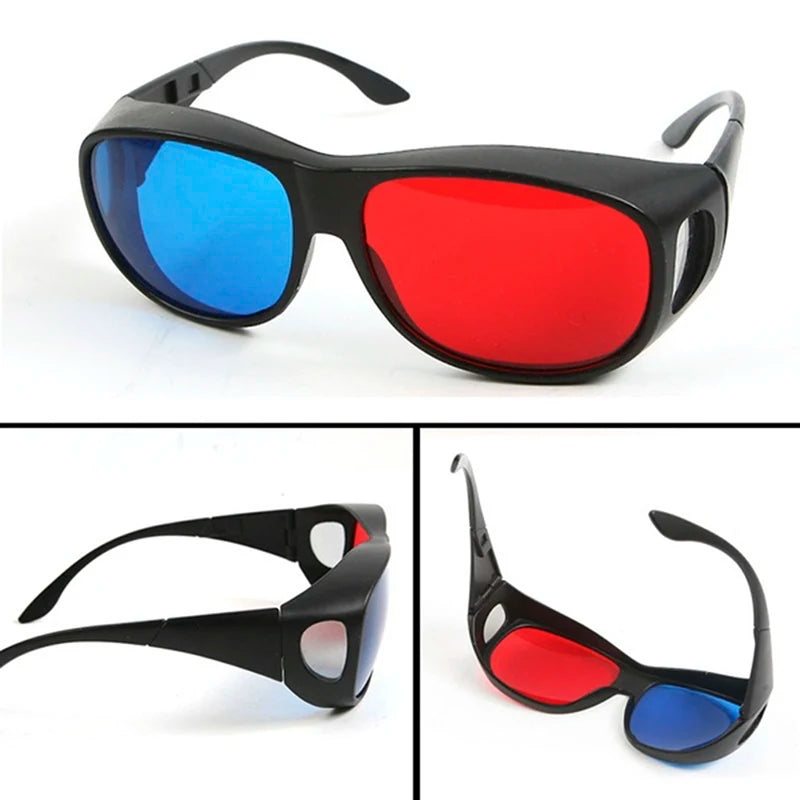 New 1Pcs Red Blue 3D Glasses Black Frame For Dimensional Anaglyph TV Movie DVD Game