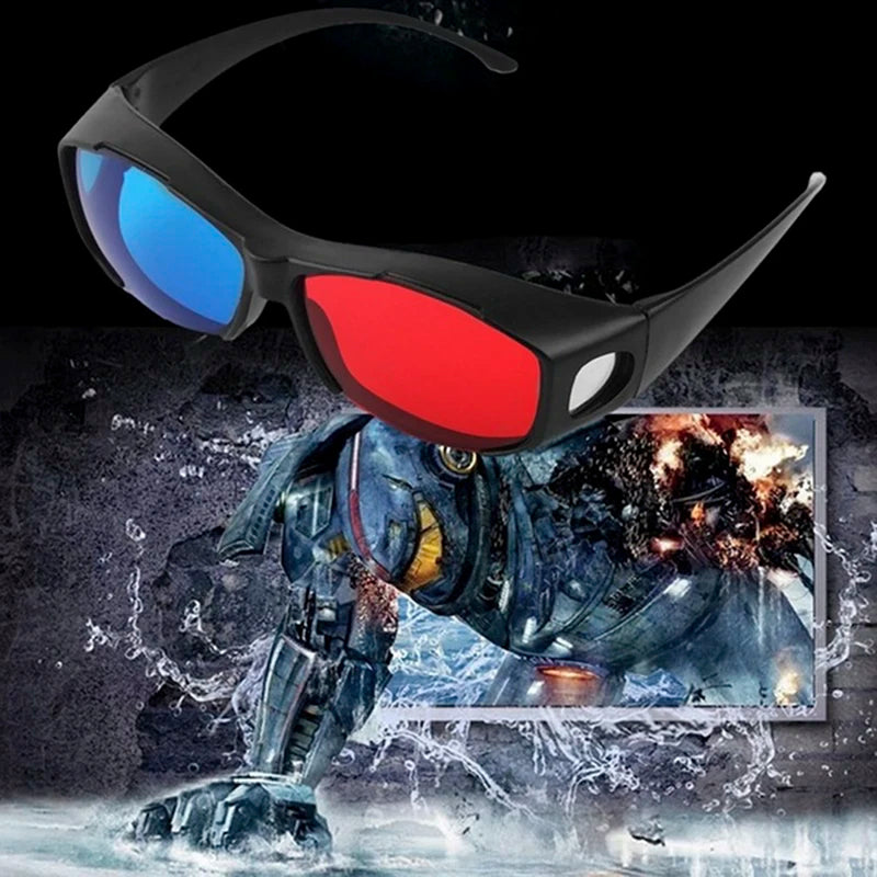 New 1Pcs Red Blue 3D Glasses Black Frame For Dimensional Anaglyph TV Movie DVD Game