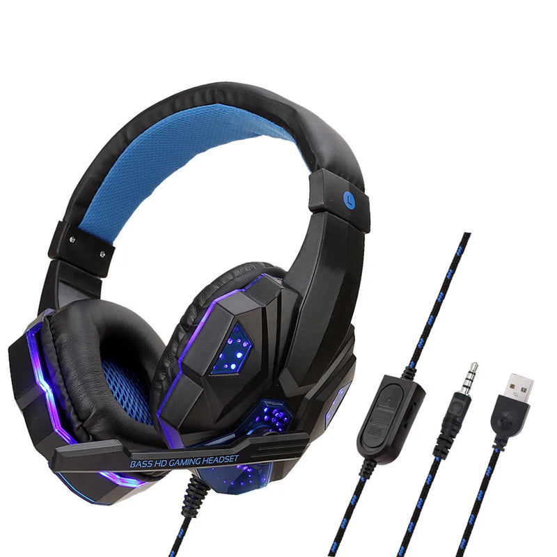 Professional Bass Stereo Gamer Wired Headphones PS4 X BOX Headset With Led Light Microphone For Computer Laptop