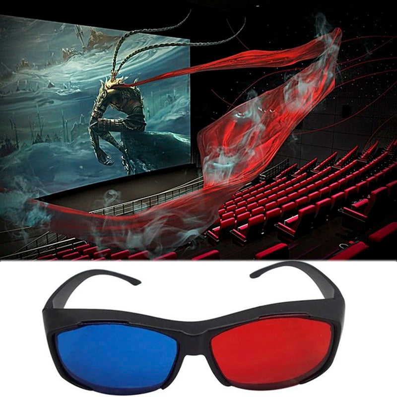 New 1Pcs Red Blue 3D Glasses Black Frame For Dimensional Anaglyph TV Movie DVD Game