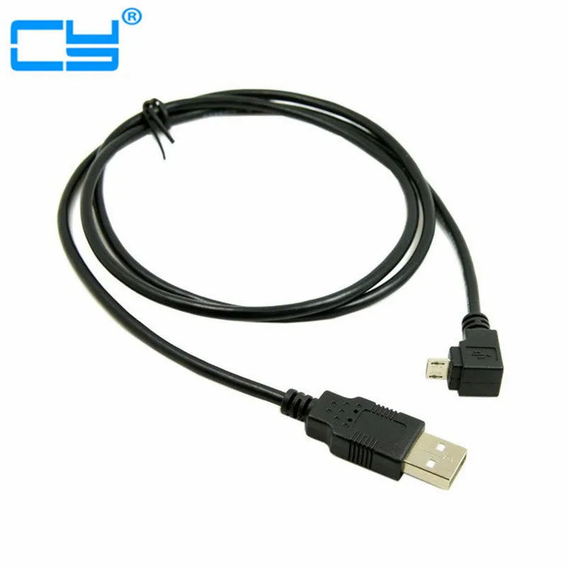 Up & Down & Left & Right Angled 90 Degree Micro USB Male to USB male Data Charge connector Cable 0.5m 1m for mobile phone Tablet