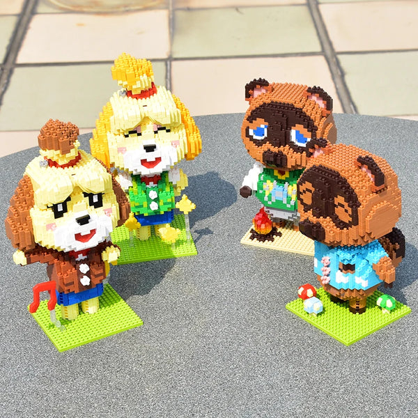1224pcs+ Animal Raccoon Tom Nook Isabelle Crossing Game Building Blocks 3D Model DIY Mini Diamond Bricks Toy for Children Gift