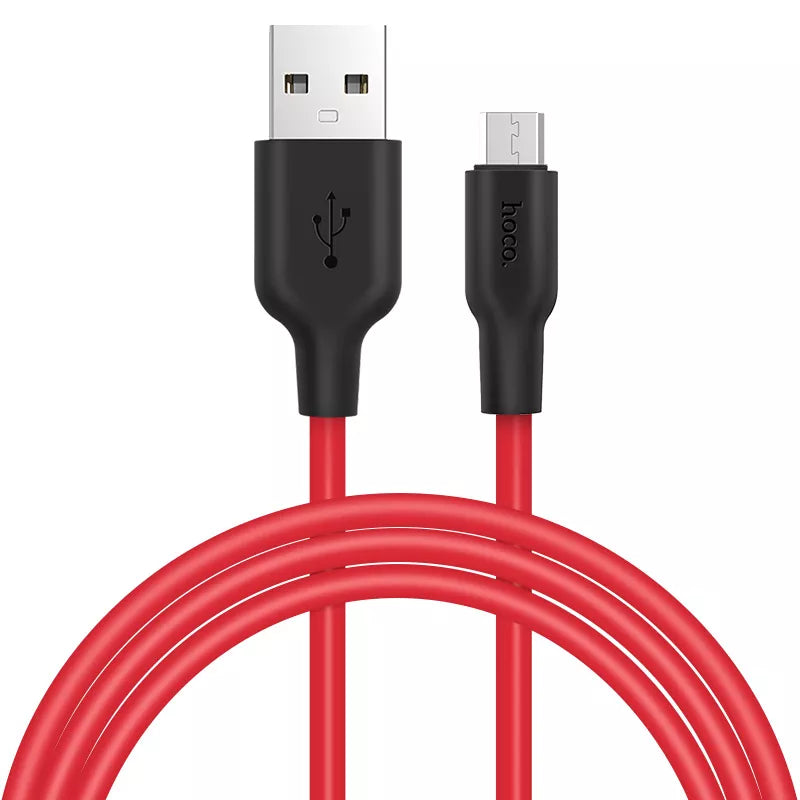 HOCO Silicone Micro USB Cable 2m 1m 5V2A Fast Charger USB Data Cable For Samsung Xiaomi Huawei Mobile Phone Cables  for Android