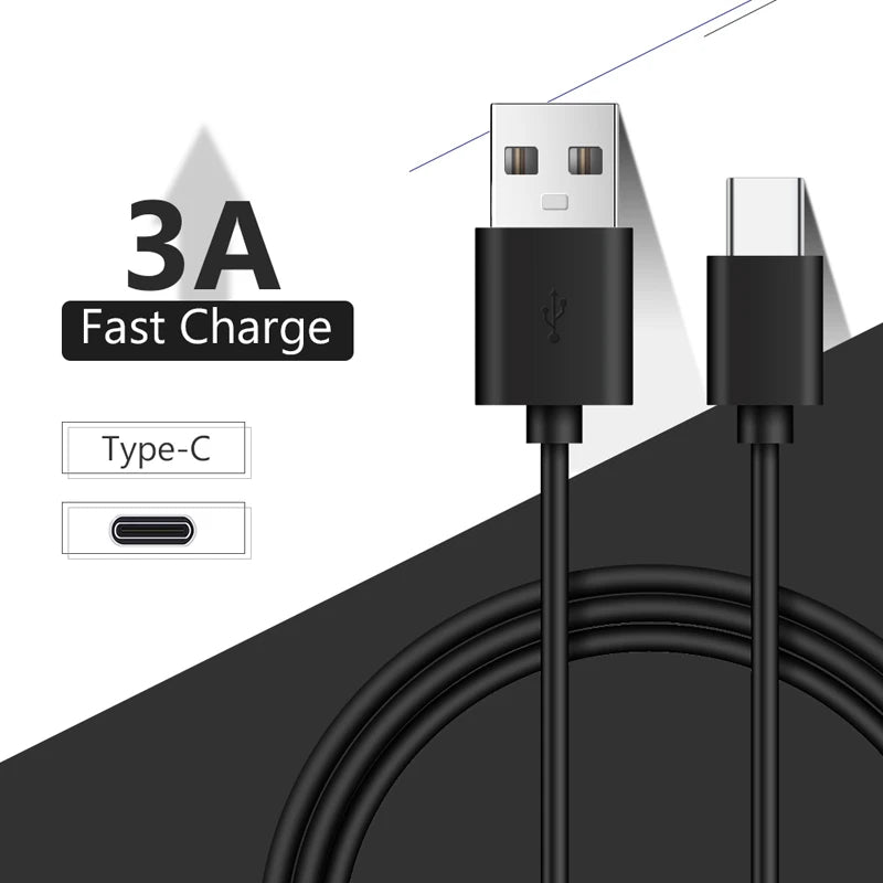 QC 3.0 Fast USB Charger For Samsung Galaxy A82 A22 A52 S21 FE OPPO A55 A54 A94 A93 5G EU Plug Phone Charger Type C USB C Cable