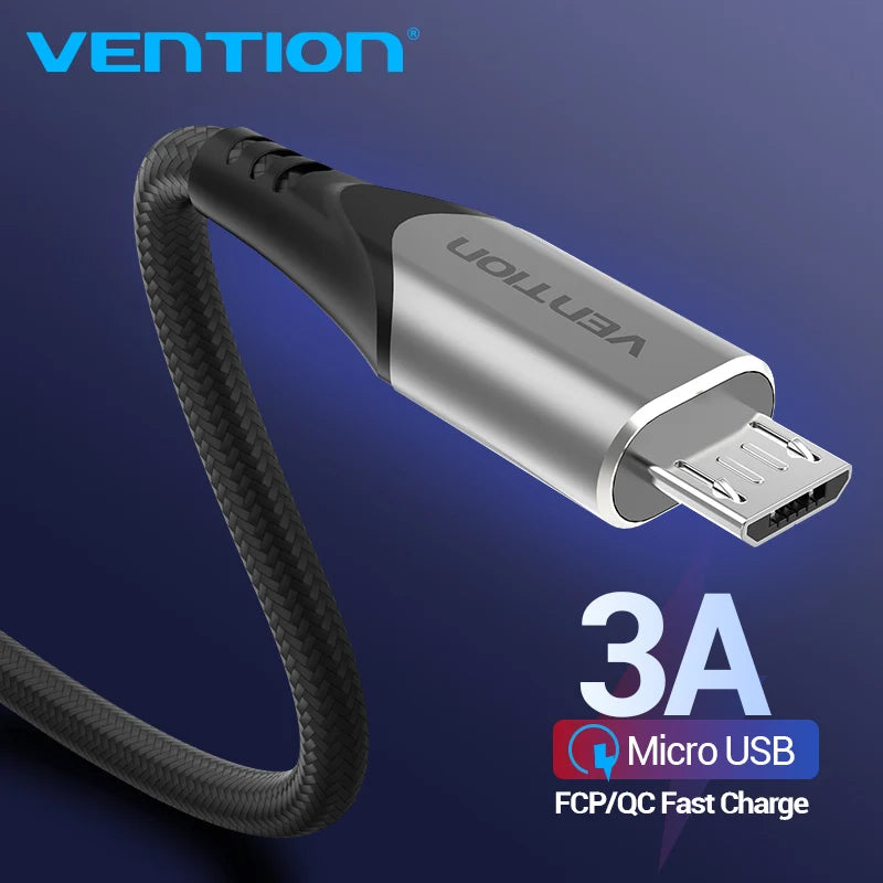 Vention Micro USB Cable 3A Nylon Fast Charge USB Data for Samsung Xiaomi LG Android Micro USB Mobile Phone Cables 2A 0.25M 1M 3M