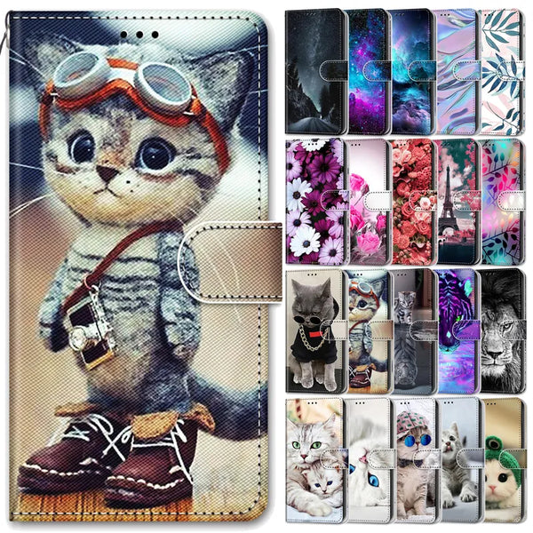 Leather Wallet Case For Samsung Galaxy J6 Plus Flip Cover Funda For Samsung J6 Prime J600 2018 Painted Animal Case Phone Bags