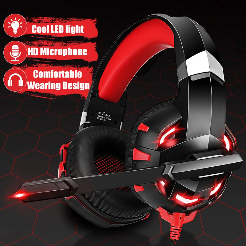 Super Bass PC Gamer Wired Headphone with Noice Reduction Mic Led light Gaming headset For PS4 XBOX Switch smartphone