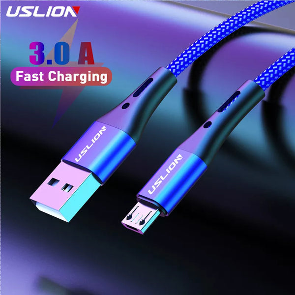 USLION Micro USB Cable Fast Charging For Samsung S7 Xiaomi Android Redmi Note 5 Pro Data Cable Charger Wire Cord 3m Mobile Phone