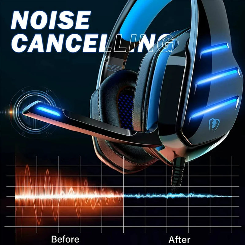 LED Wired Gaming Headset for PS4 PS5 Switch Xbox One PC with RGB Light Noise Canceling Mic 7.1 Surround Sound