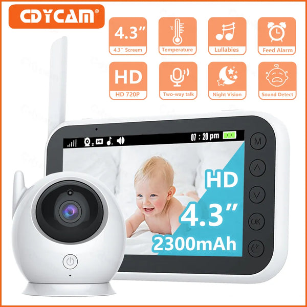 4.3 Inch Baby Monitor with 2300mAh Long Battery Life Video Wireless Camera and Audio Intercom Auto Night Vision Kids Babysitter