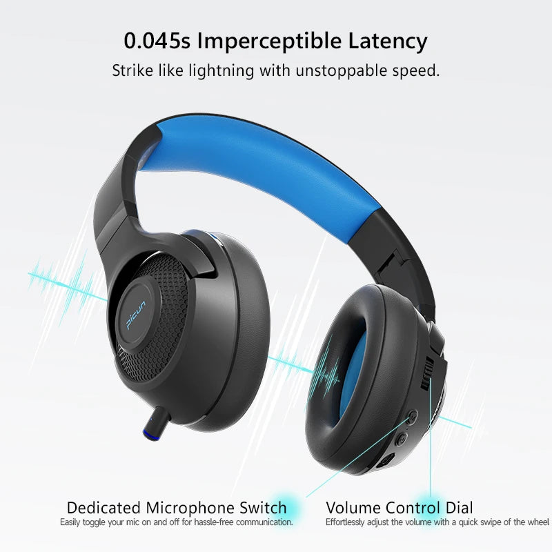 Picun BG01 Wireless Gaming Headset with Microphone Lightweight Over-ear Bluetooth 5.3 Headphones for Phone PC