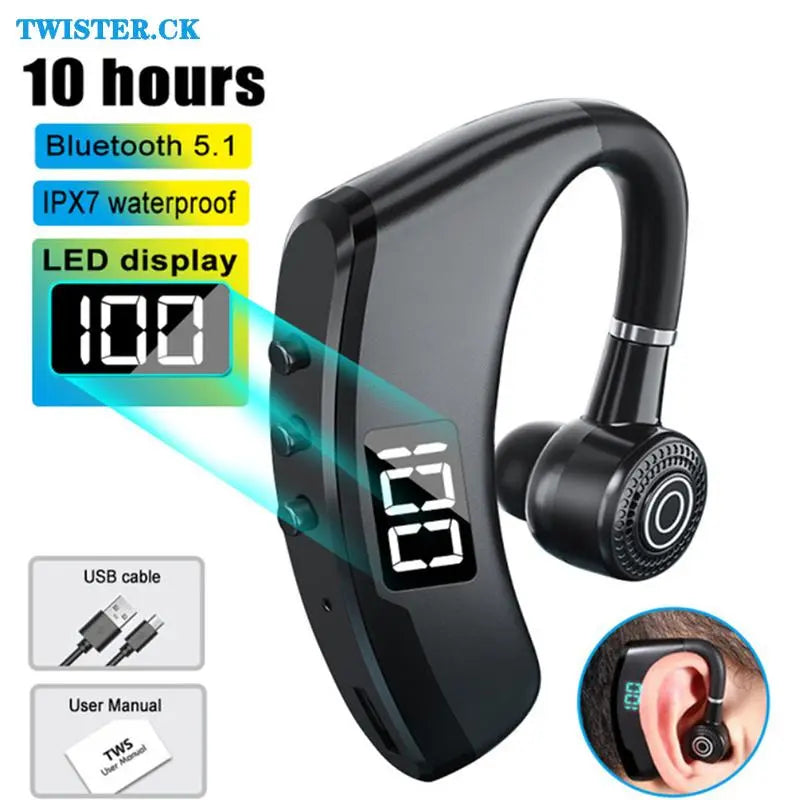 V9 Pro Bluetooth Earphone Led Smart Display Business Handsfree Call Wireless Headphones with Microphone Waterproof Headphones