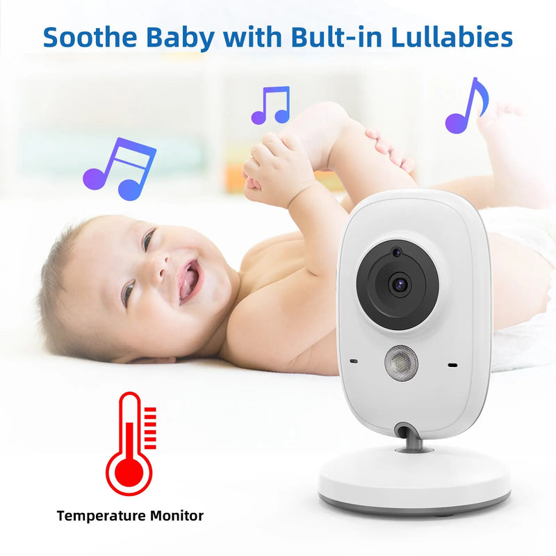 TakTark 3.2 Inch Wireless Video Baby Monitor With Lullabies Auto Night Vision Two Way Intercom Temperature Monitoring Babysitter