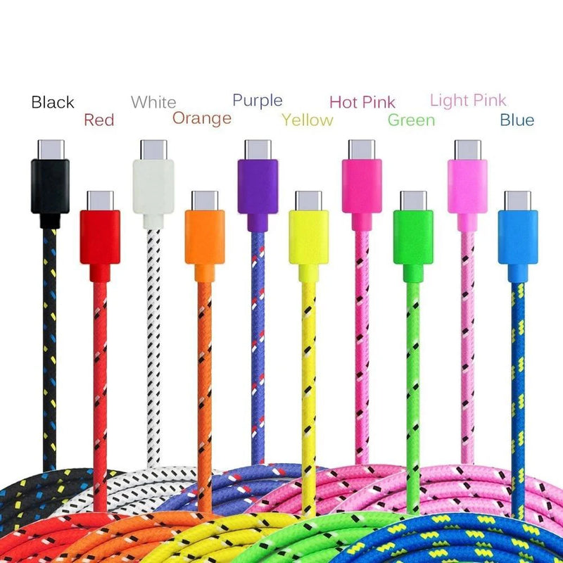 Fast Charging Type-C USB C Mobile Phone Cables 1M/2M/3M USB C Cable Fast Charge For Samsung S21 Plus Huawei Nylon Braided Cable