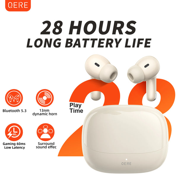 Wireless Headphones,QERE E38,NEW TWS Bluetooth 5.3,HD Microphone,HIFI Earphones,13mm Driver,60ms Low Latency,4 Mics+ENC Call