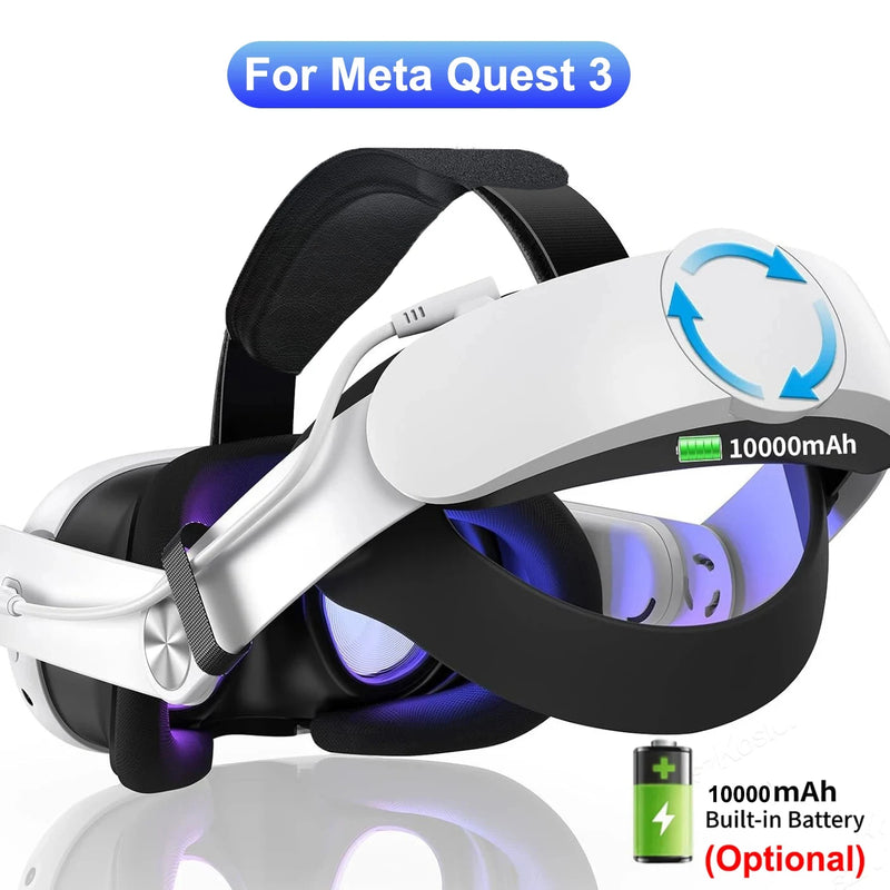 Adjustable VR Head Strap For Meta Quest 3 10000mAh Battery Alternative Head Strap Fast Charging For Meta Quest 3 VR Headset