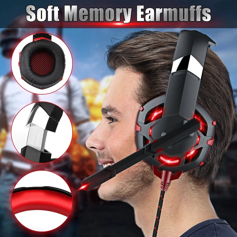 Wired Gaming Headphones with Microphone Professional Led Light with Noise Cancelling Mic for PC/PS4/PS5/PC Gaming Headset Gifts