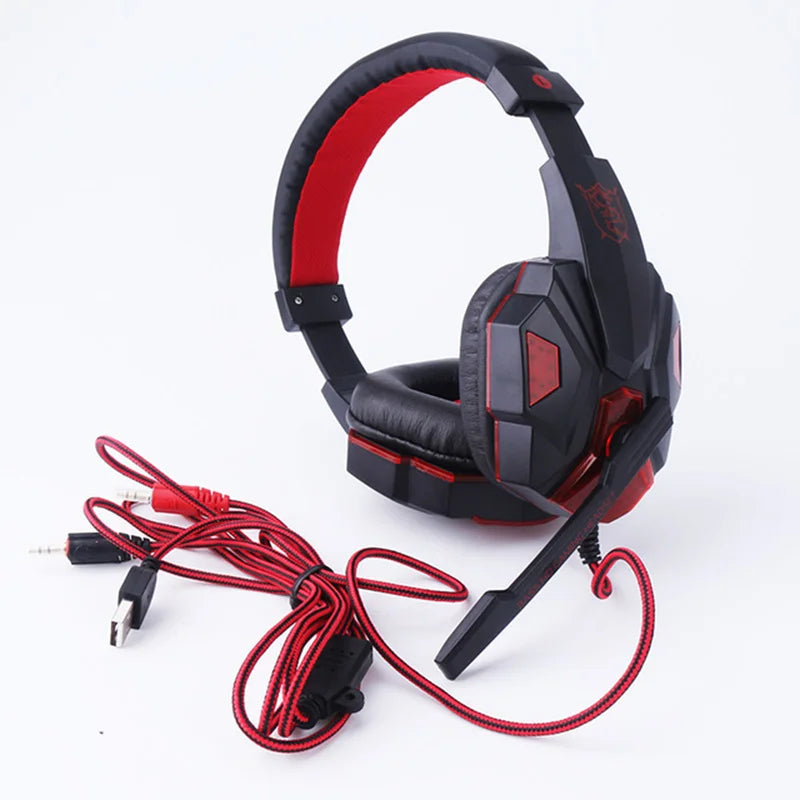 Bass Gaming Headset with Mic Over-Ear Headphones Stereo Sound Gamer Headphone Video Game Noise Cancelling with Microphone for PC