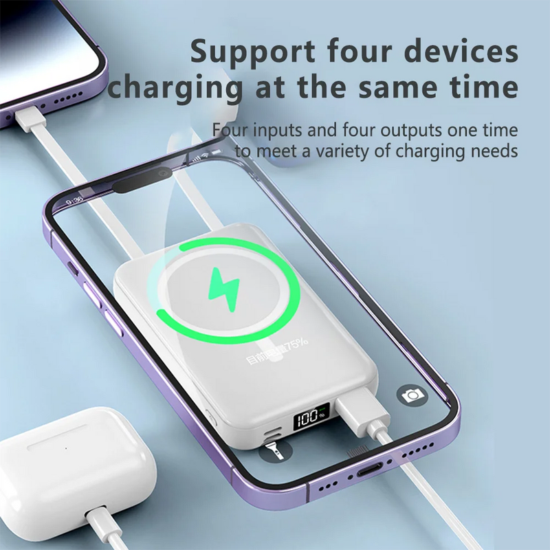 MagSafe Power Bank 10000mAh Mini Magnetic Power Banks PD22.5W Fast Charge For iPhone Huawei Wireless Power Bank Spare Battery