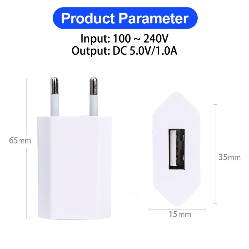 5V 1A EU Mobile Phone Charger Fast Charging Charger for Iphone Samsung Single USB Port Quick Charger Socket Cube Phone Adapter