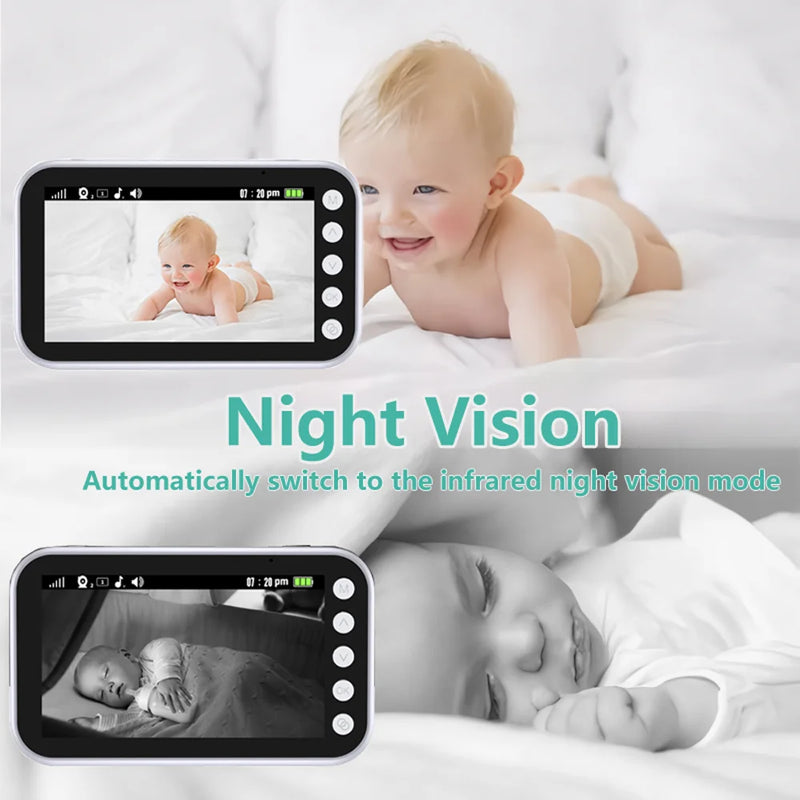 4.3 Inch Baby Monitor with 2300mAh Long Battery Life Video Wireless Camera and Audio Intercom Auto Night Vision Kids Babysitter