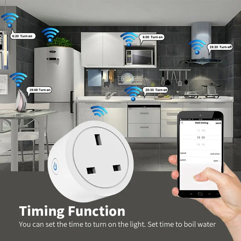 20A UK Plug TUYA WIFI Smart Socket With Power Monitor Voice Control Timing Home Power Socket Work with Alexa Google