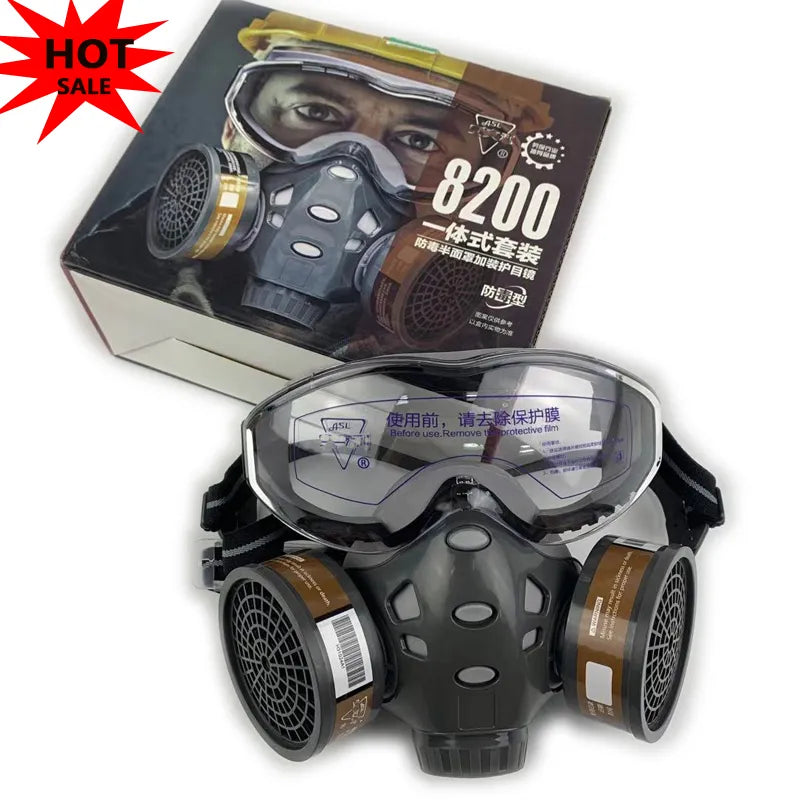 Protective Anti Formaldehyde Dust Safety Half Full Face Gas Mask With Glasse Spray Paint Chemical Pesticide Filter Respirator