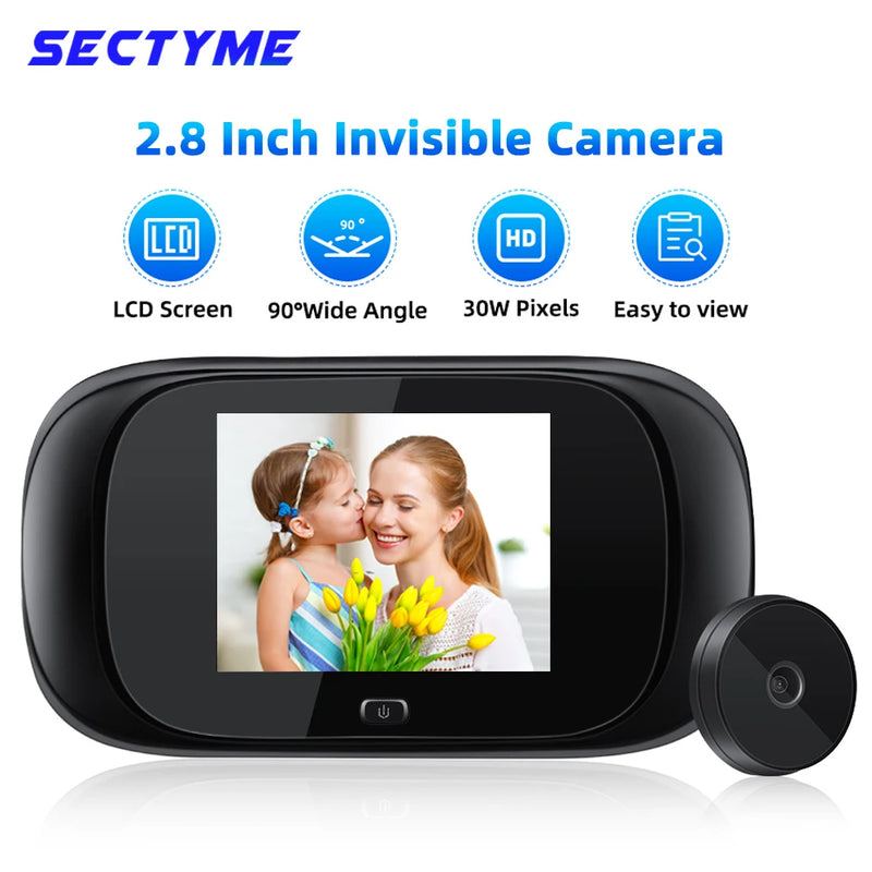 Sectyme 2.8inch LCD Display Digital Doorbell Peephole Viewer 90° Wide Angle Door Eye Monitor Camera Home Security Camera