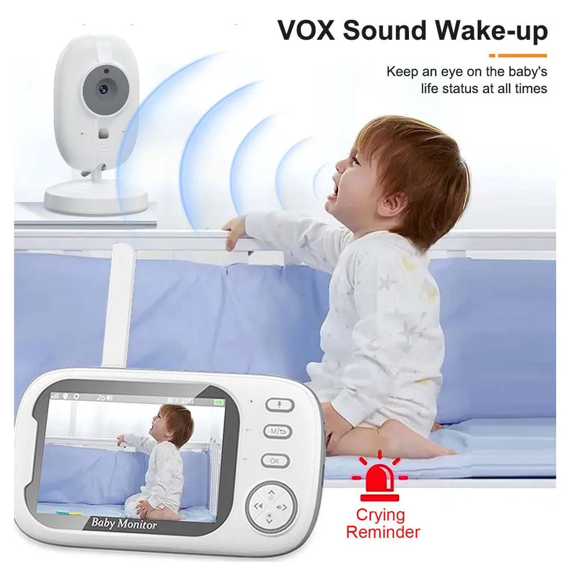 ABM600 Video Baby Monitor 3.5 Inches LCD 2.4G Mother Kid Two-way Audio Babysitter Surveillance Camera Temperature display Screen