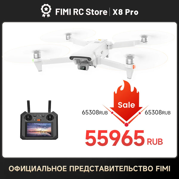 FIMI X8 Pro Drone 4K professional 3-axis Gimbal camera 1/1.3"CMOS Sensor Obstacle Sensing 15KM range GPS X8pro2023 FIMI RC Store