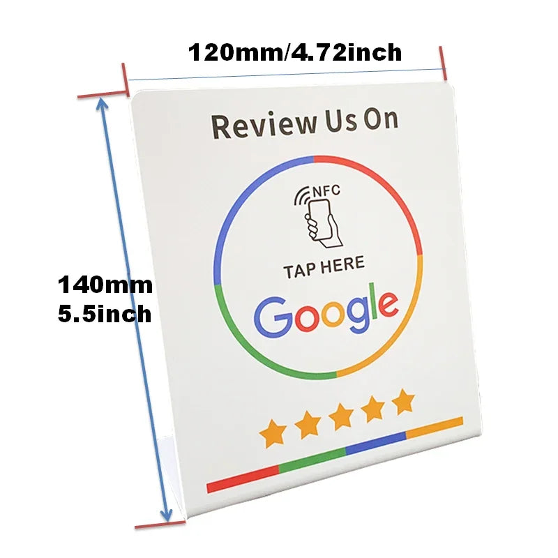 NFC TAP Review Card Google Review NFC216 888 Bytes NFC Table Display Stand Big Size Can Be Noticed Easily