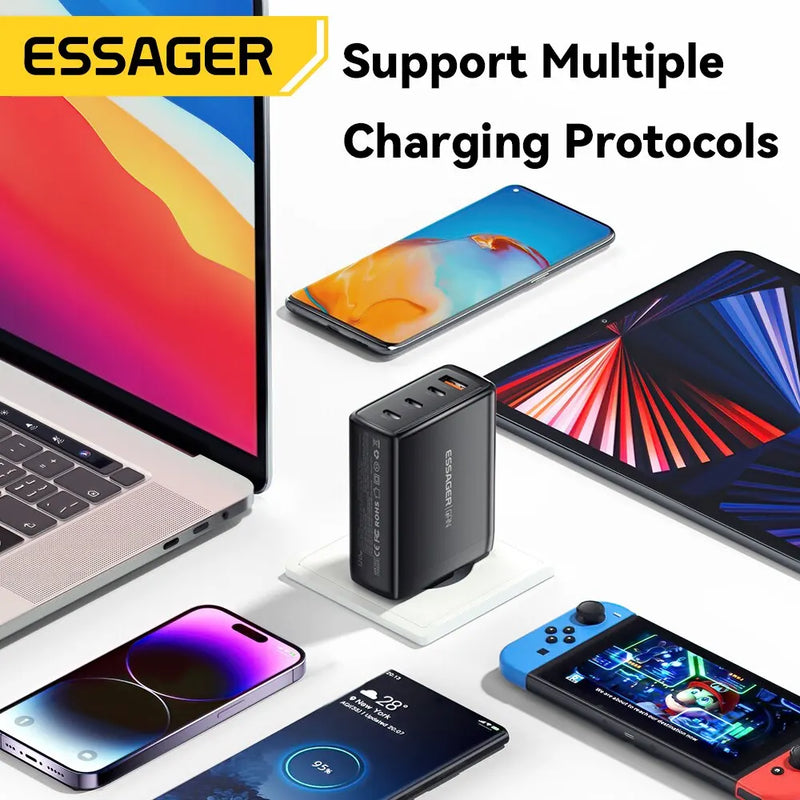 Essager GaN USB Charger 120W USB Type C Chargers PD3.0 QC 4.0 For iPhone 14 13 Pro X Xiaomi Cell Phone Fast Charger For MacBook