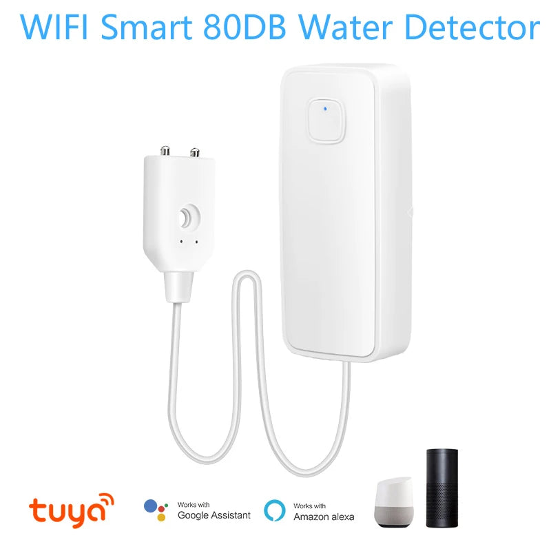 Tuya WiFi Smart Water Leak Sensor Water Overflow Level Detector Security Sound Alarm System Flood Leakage Sensor Remote Monitor