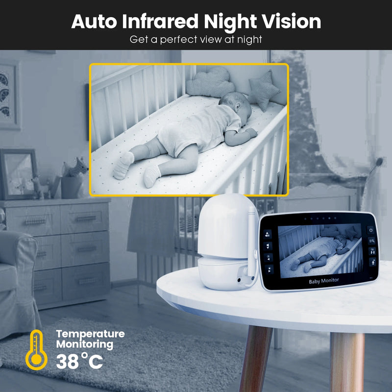 2023 NEWS 4.3Inch IPS Screen Wireless PTZ Intercom Baby Monitor Temperature Display Nanny Cam Long Distance Baby Sitter Camera