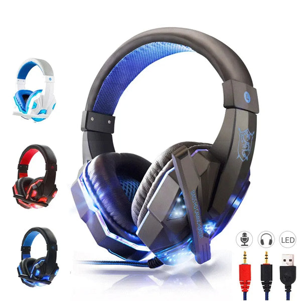 Bass Gaming Headset with Mic Over-Ear Headphones Stereo Sound Gamer Headphone Video Game Noise Cancelling with Microphone for PC