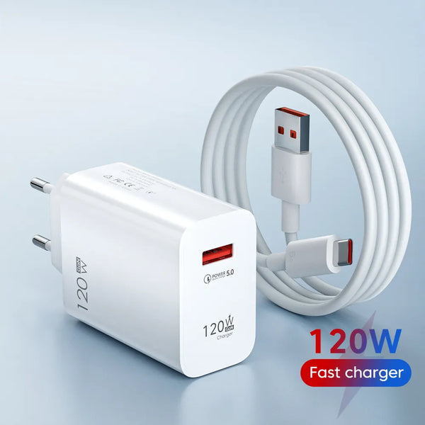 120W USB Charger Fast Charging QC3.0 USB C Cable Type C Cable Mobile Phone Charger For iPhone Huawei Samsung Xiaomi Quick Charge