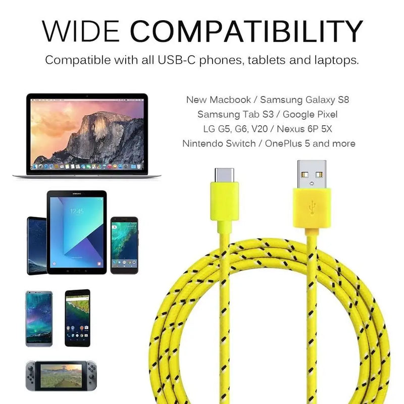 Fast Charging Type-C USB C Mobile Phone Cables 1M/2M/3M USB C Cable Fast Charge For Samsung S21 Plus Huawei Nylon Braided Cable