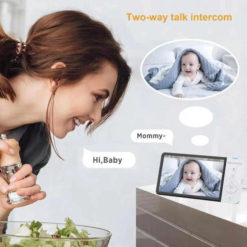 5''IPS Screen Baby Monitor With 720P HD Camera Wireless Video Nanny Security Night Vision Temperature Sleep Remote 2 Way Audio