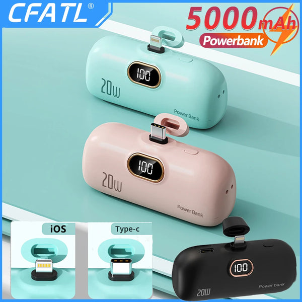 CFATL Mini Power Bank 5000mAh PD Fast Charging Power Bank Portable External Battery For iPhone Xiaomi Wireless Power Banks