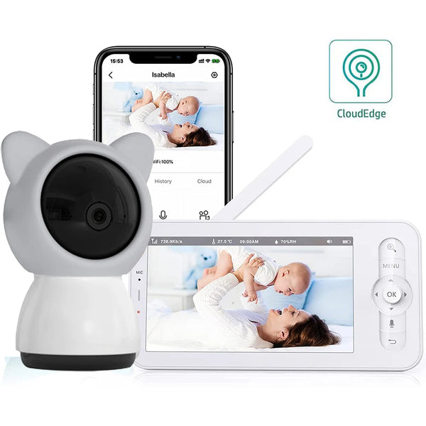 5 Inch Wireles Baby Monitor Babyphone Security Video Camera Bebe Nanny VOX HD Night Vision PTZ Lullabies Temperature Humidity