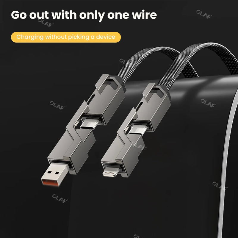 OLAF 4 in 1 100W Fast Charging USB Type C To USB C / Lighting Cable for iPhone 14 13 Pro Max Huawei Xiaomi PD Mobile Phone Cable